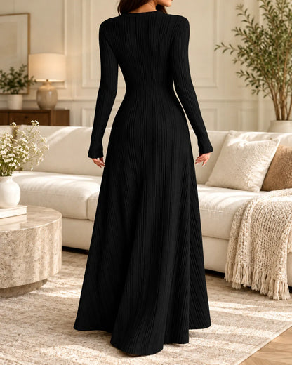 Vivienne Elegant Ribbed Knit Maxi Dress