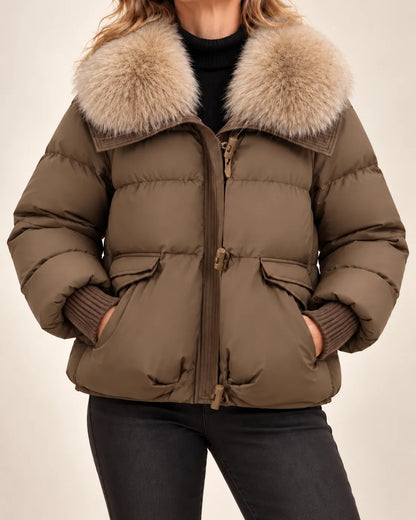 Marcella Plush-Collar Puffer Jacket