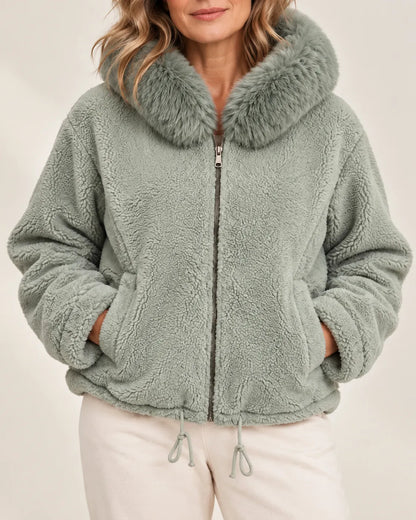 Elowen Plush-Texture Hooded Jacket
