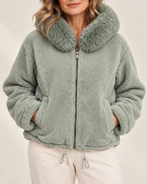 Elowen Plush-Texture Hooded Jacket