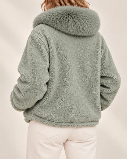 Elowen Plush-Texture Hooded Jacket