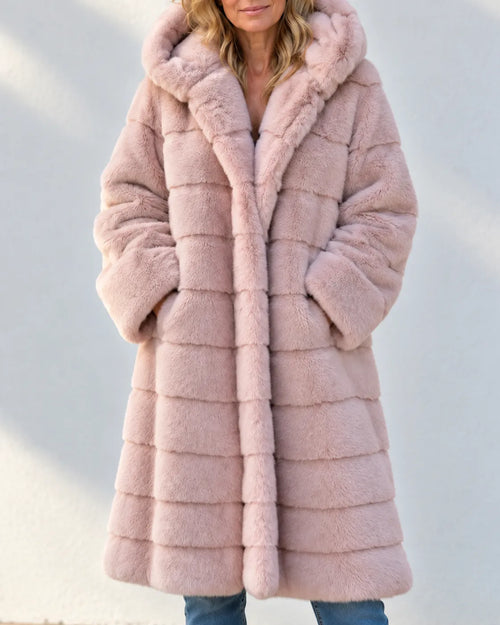 Amélie Plush Hooded Longline Coat