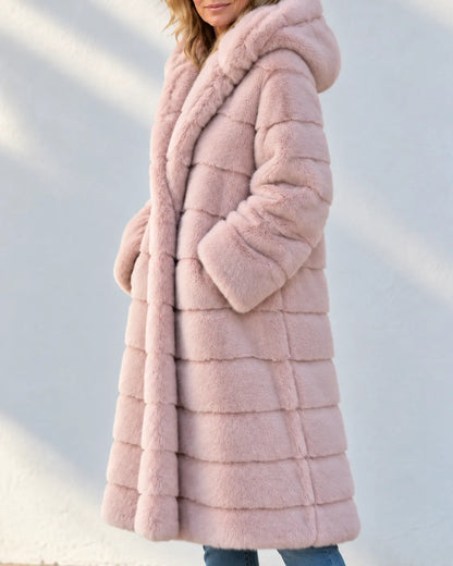Amélie Plush Hooded Longline Coat