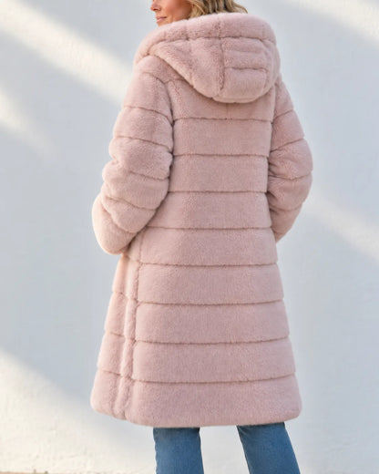Amélie Plush Hooded Longline Coat
