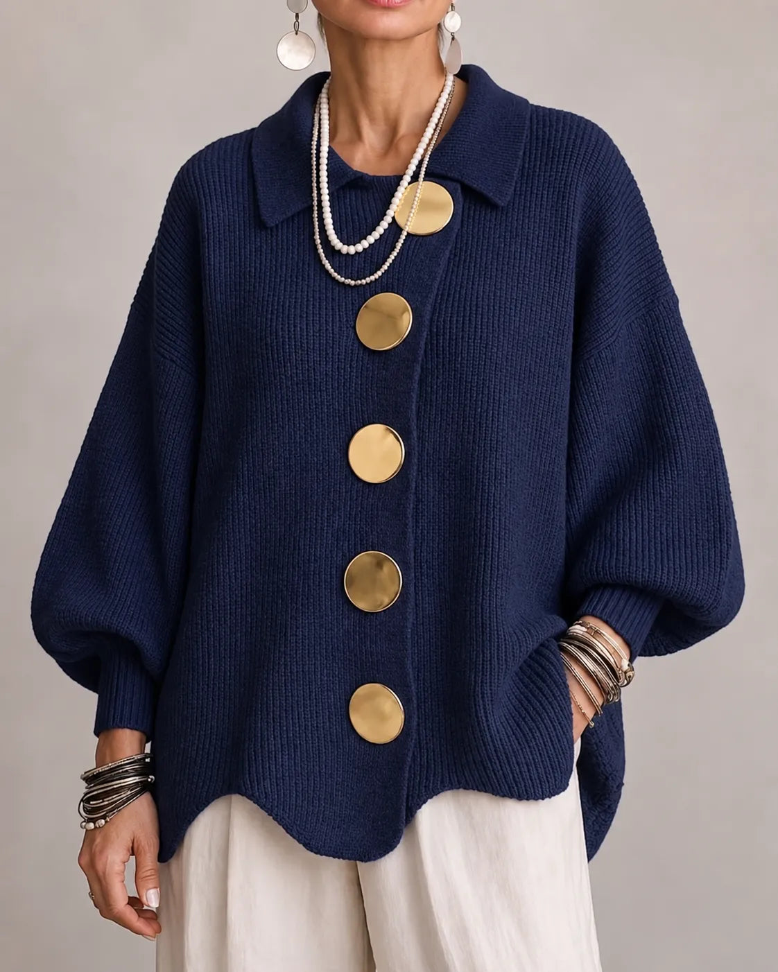 Elara | Oversized Button Knit Cardigan
