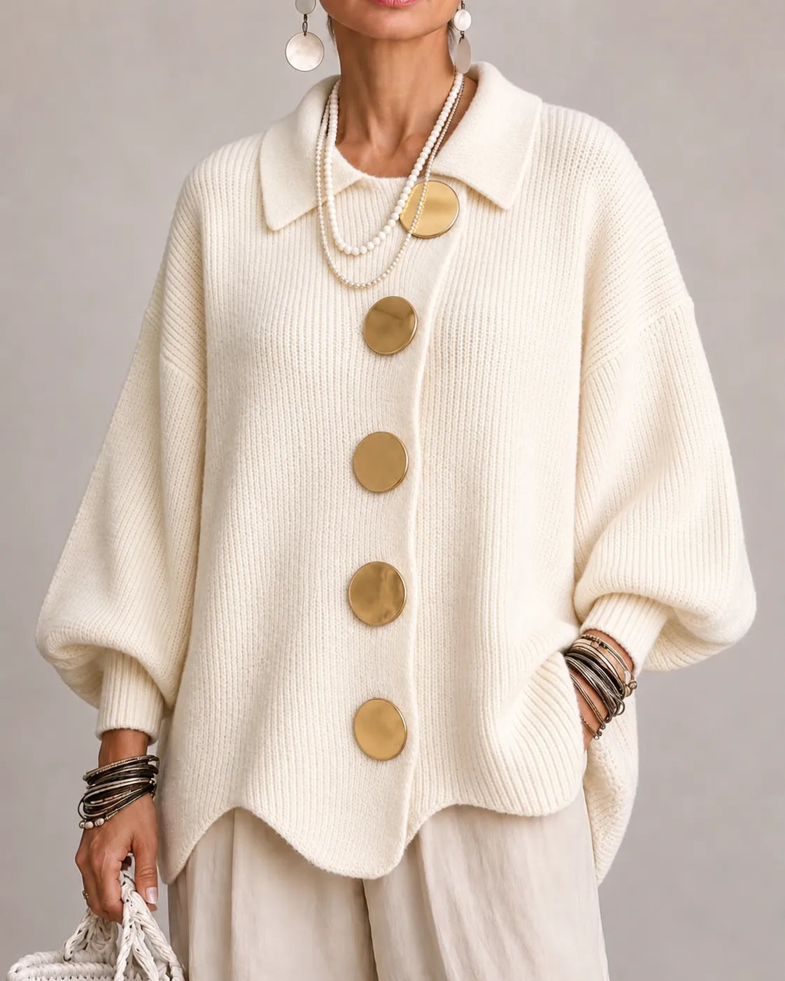 Elara | Oversized Button Knit Cardigan