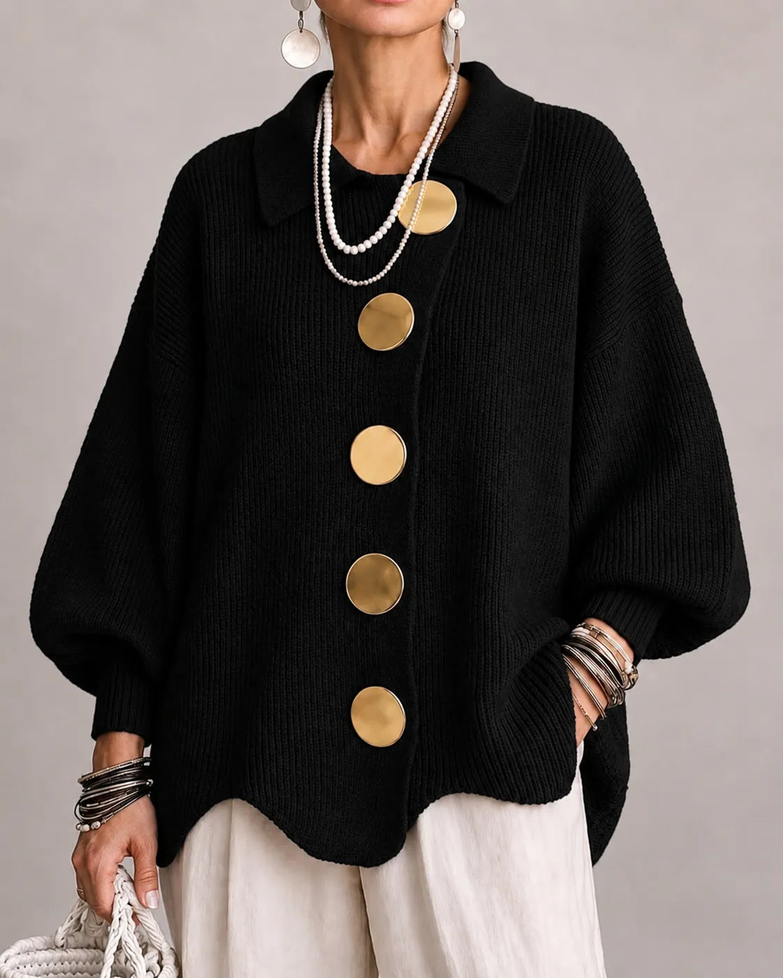 Elara | Oversized Button Knit Cardigan