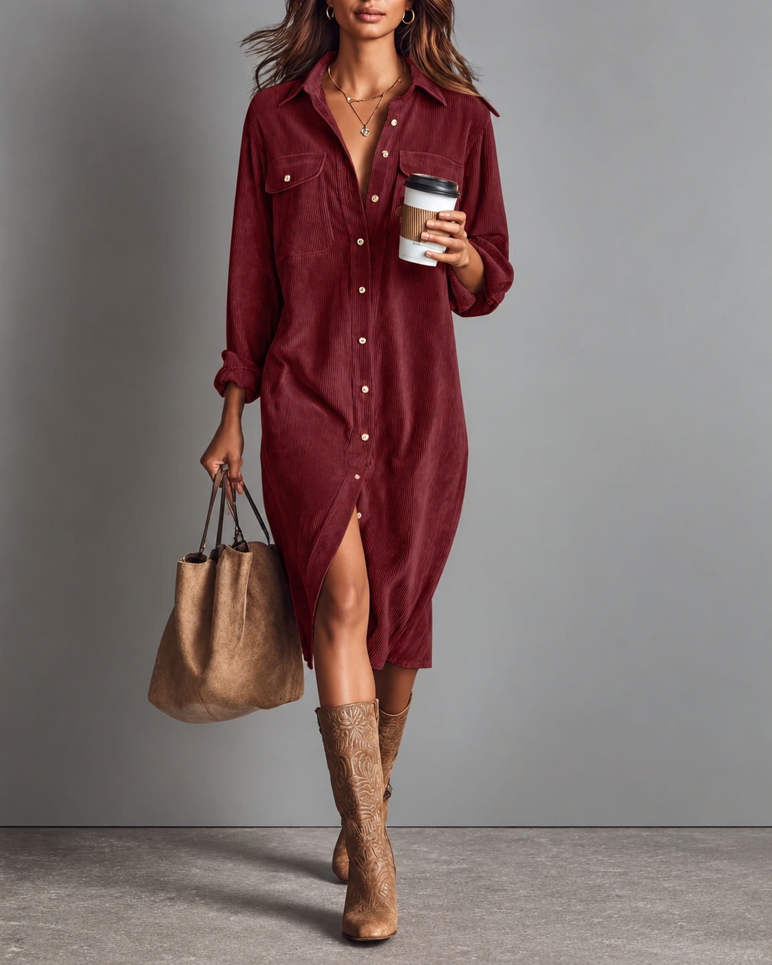 Estela | Midi Corduroy Dress