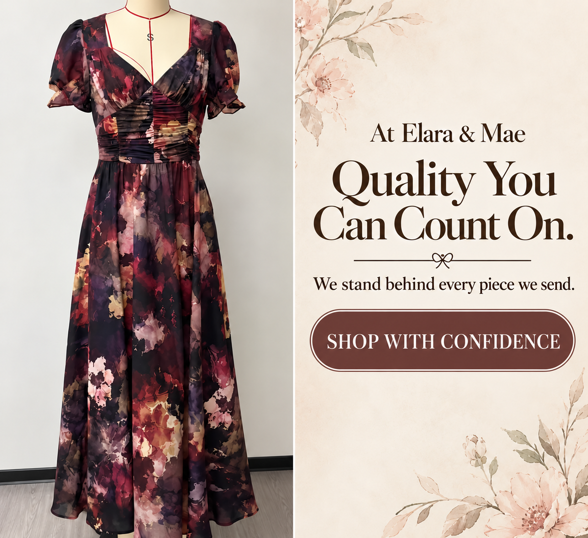 Watercolor Ruched Maxi Dress
