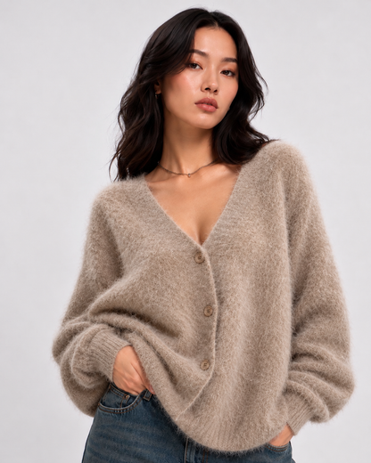 Celeste | Soft & Fluffy V-Neck Cardigan