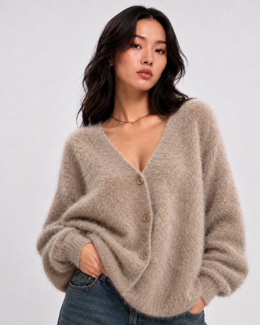 Celeste | Soft & Fluffy V-Neck Cardigan