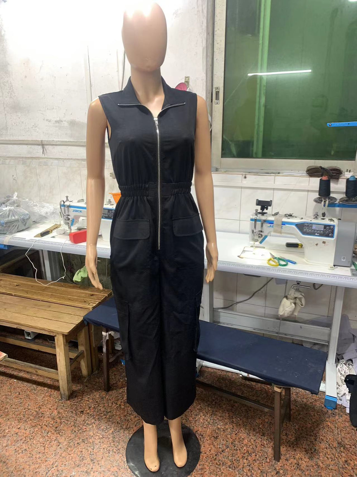 Camille Utility Zip-Front Jumpsuit