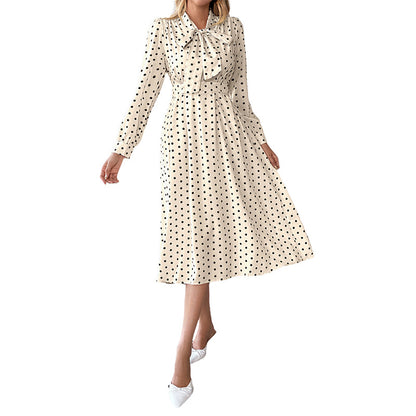 Clara | Polka Dot Bow-Neck Midi Dress