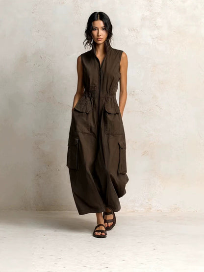Camille Utility Zip-Front Jumpsuit