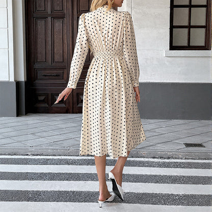Clara | Polka Dot Bow-Neck Midi Dress