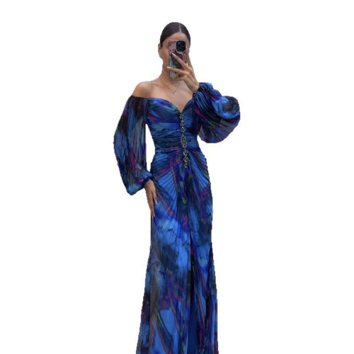 Embellished Ruched Maxi Dress