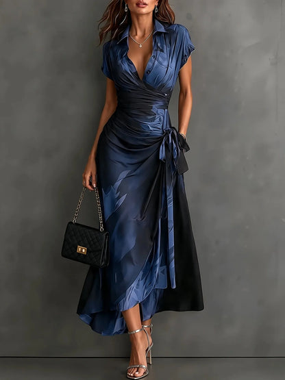 Midi Wrap Dress in Abstract Print