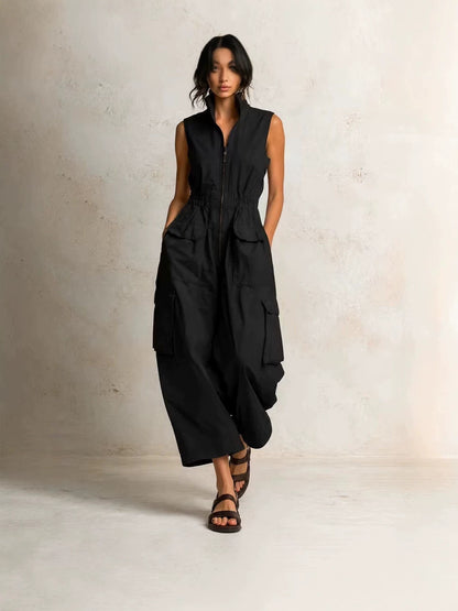 Camille Utility Zip-Front Jumpsuit