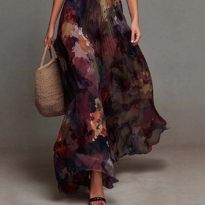 Watercolor Ruched Maxi Dress