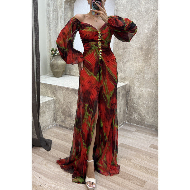 Embellished Ruched Maxi Dress
