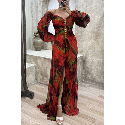 Embellished Ruched Maxi Dress