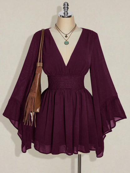 Elodie | Smocked Bell-Sleeve Blouse
