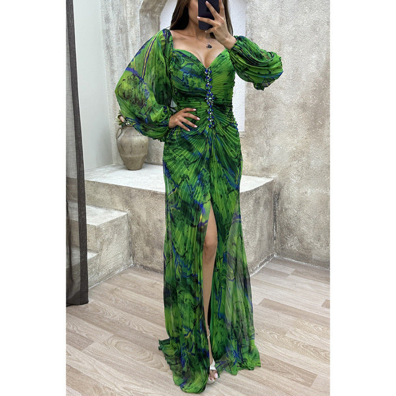 Embellished Ruched Maxi Dress