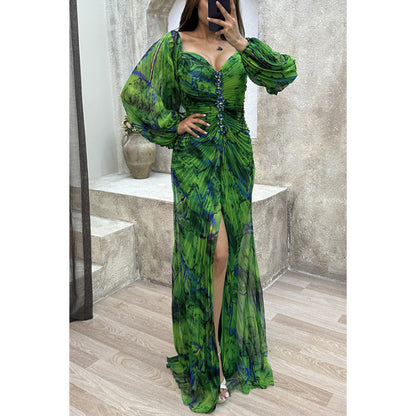 Embellished Ruched Maxi Dress
