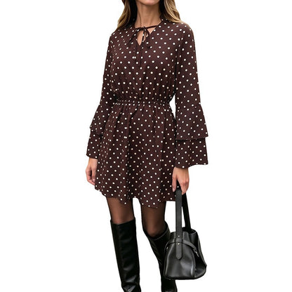 Rosalie | Polka Dot Tie-Neck Mini Dress