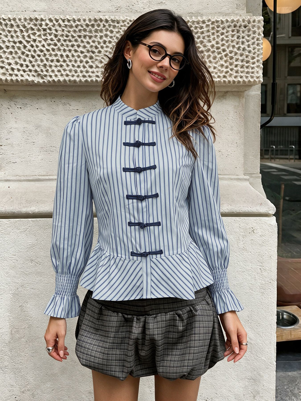 Juliette | Striped Peplum Blouse