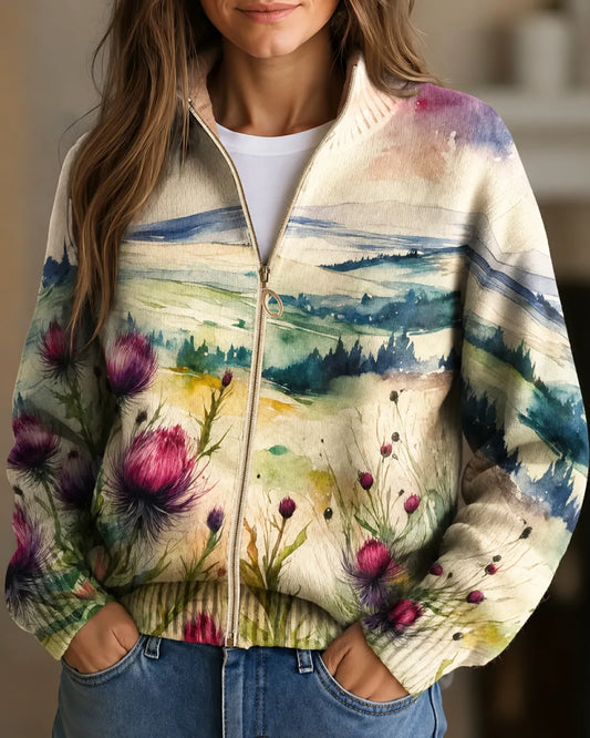 Heather | Thistle Meadow Zip Cardigan