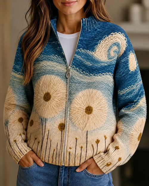 Dahlia | Coastal Bloom Zip Cardigan