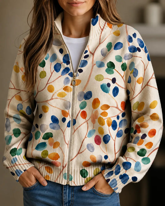 Celeste | Watercolor Bloom Zip Cardigan