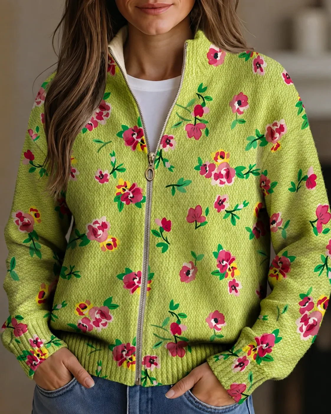 Rosalie | Garden Floral Zip Cardigan