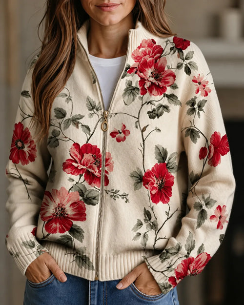 Camille | Rose Garden Zip Cardigan