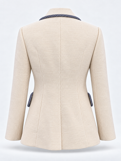 Quiet Luxe Gold Button Textured Blazer Coat