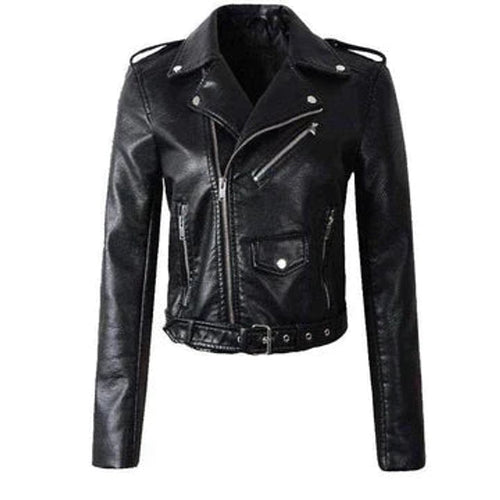 Rachel | Cropped Belted Moto Jacket