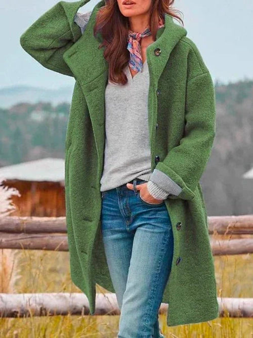 Eleanor | Longline Hooded Button-Front Coat